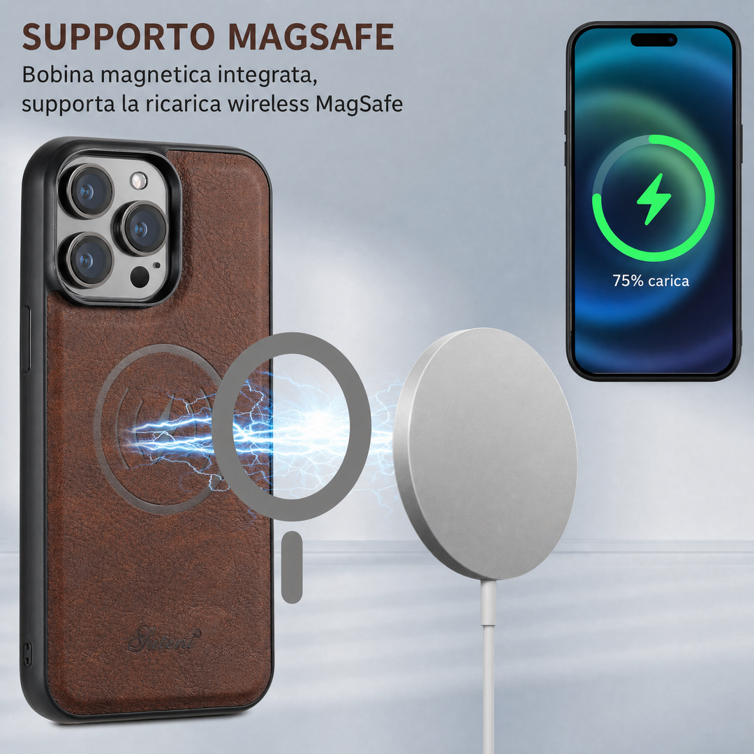 Cover per smartphone con portacarte e supporto magnetico