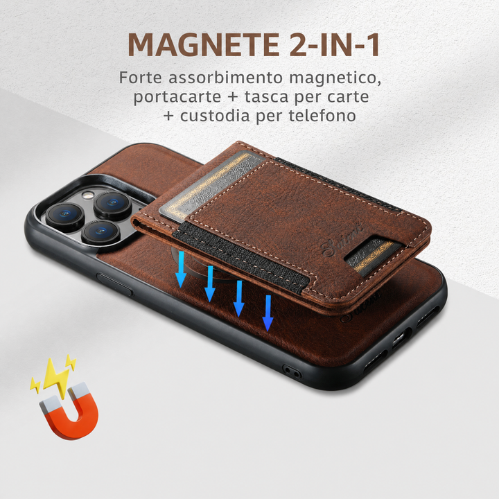 Cover per smartphone con portacarte e supporto magnetico