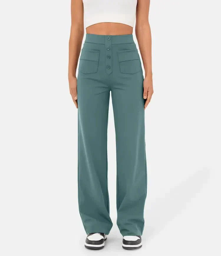 Phoebe – Pantaloni elasticizzati a vita alta e gamba dritta da donna
