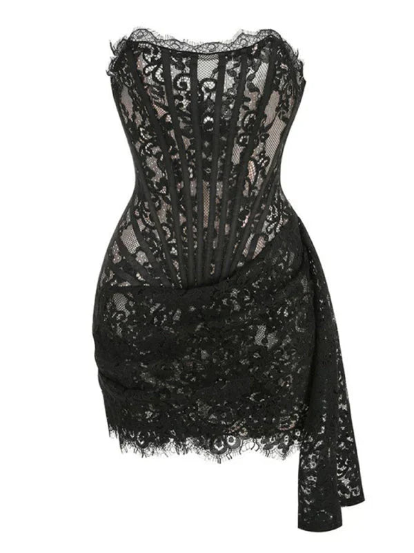 Miniabito a corsetto in pizzo Freya — Dove l’eleganza incontra il fascino