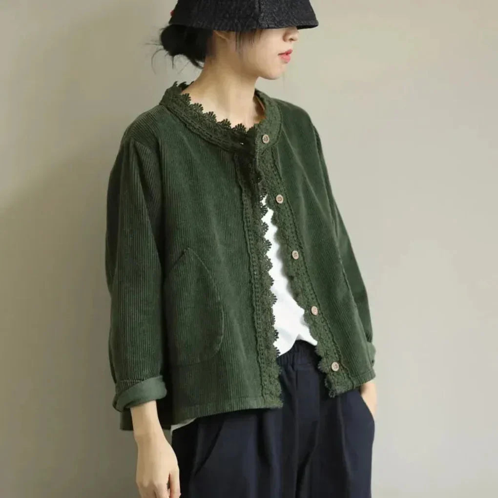 Giacca Donna con Dettaglio di Cucitura in Corduroy