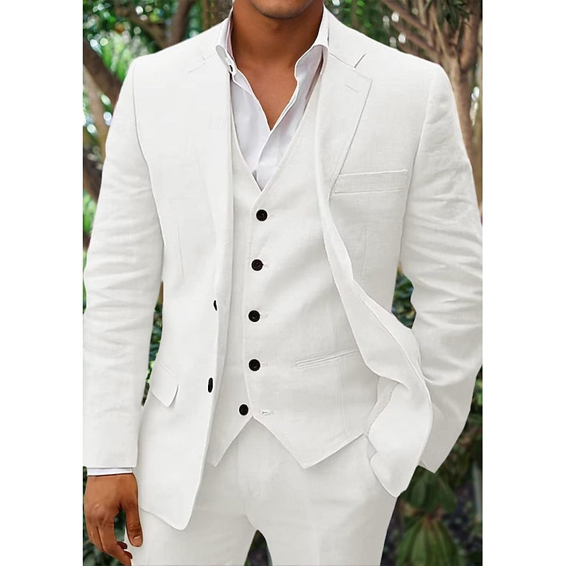 Set di Lino Tre Pezzi per Uomini: Blazer, Gilet e Pantaloni