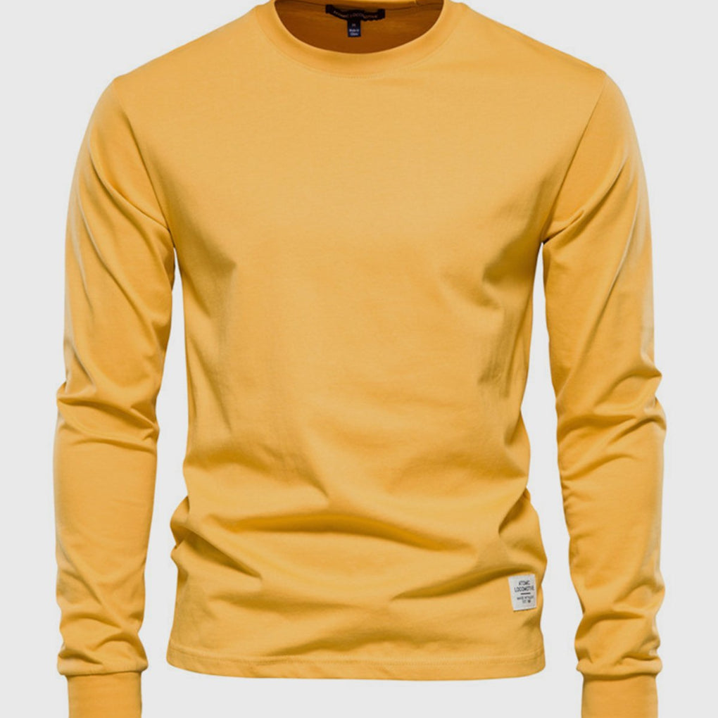 Camicia in Cotone da Uomo a Maniche Lunghe con Collo Tondo