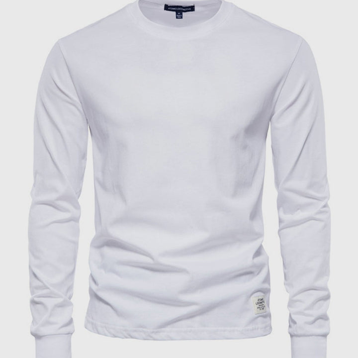 Camicia in Cotone a Maniche Lunghe per Uomo con Collo Rotondo