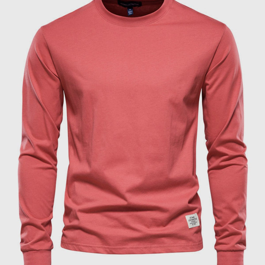 Camicia in Cotone da Uomo a Maniche Lunghe con Collo Tondo