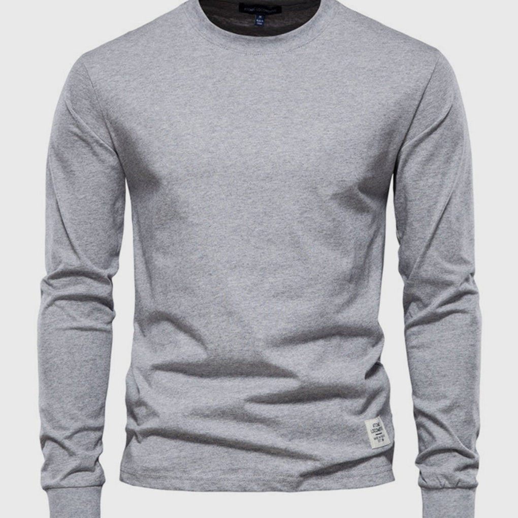 Camicia in Cotone da Uomo a Maniche Lunghe con Collo Tondo