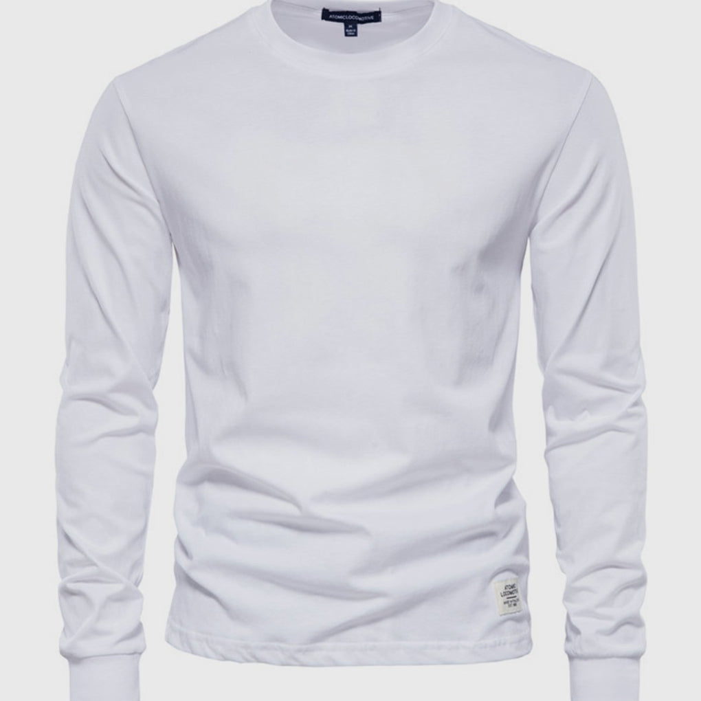 Camicia in Cotone da Uomo a Maniche Lunghe con Collo Tondo