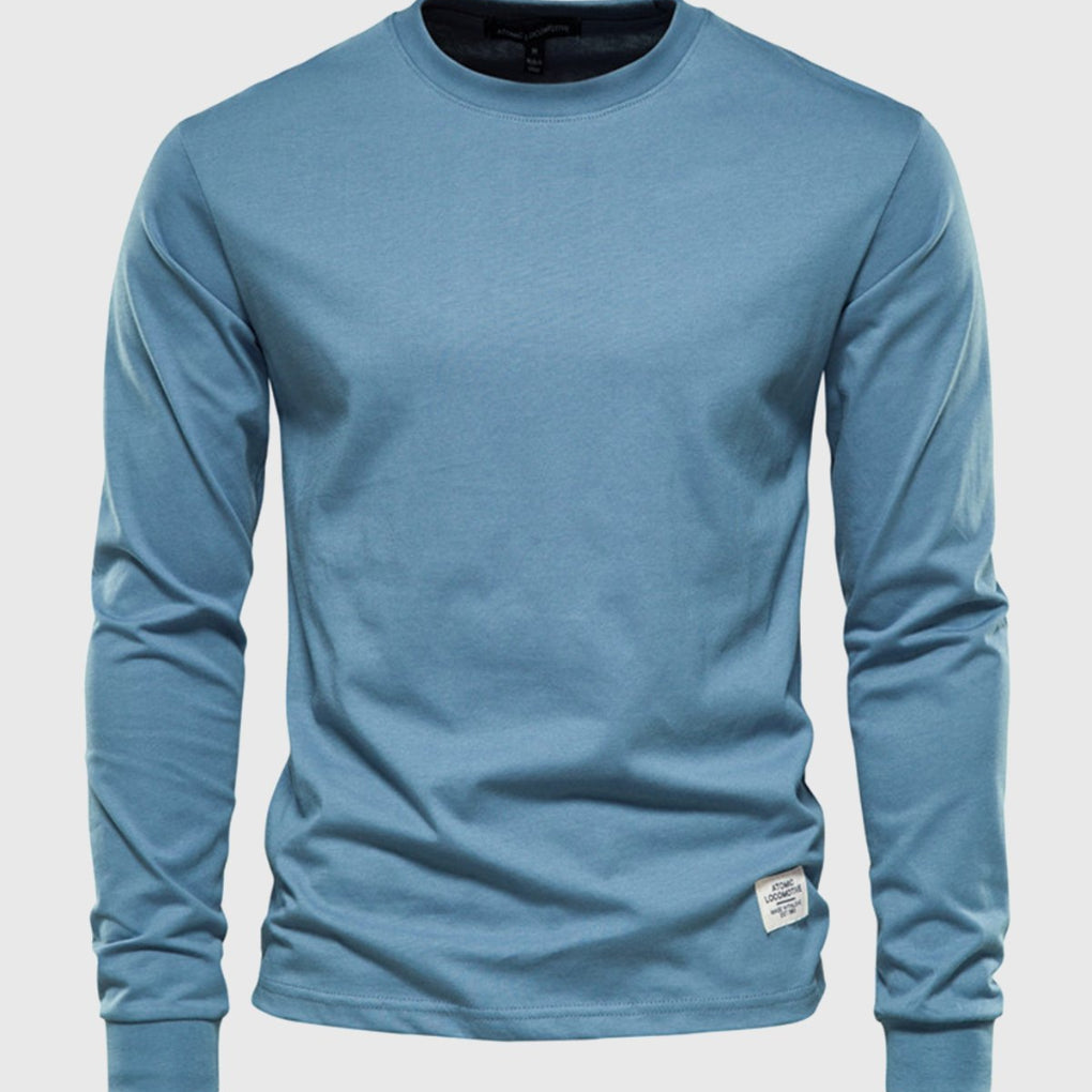 Camicia in Cotone a Maniche Lunghe per Uomo con Collo Rotondo