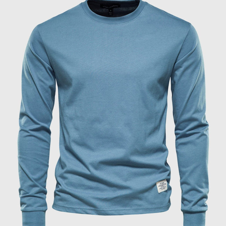 Camicia in Cotone a Maniche Lunghe per Uomo con Collo Rotondo