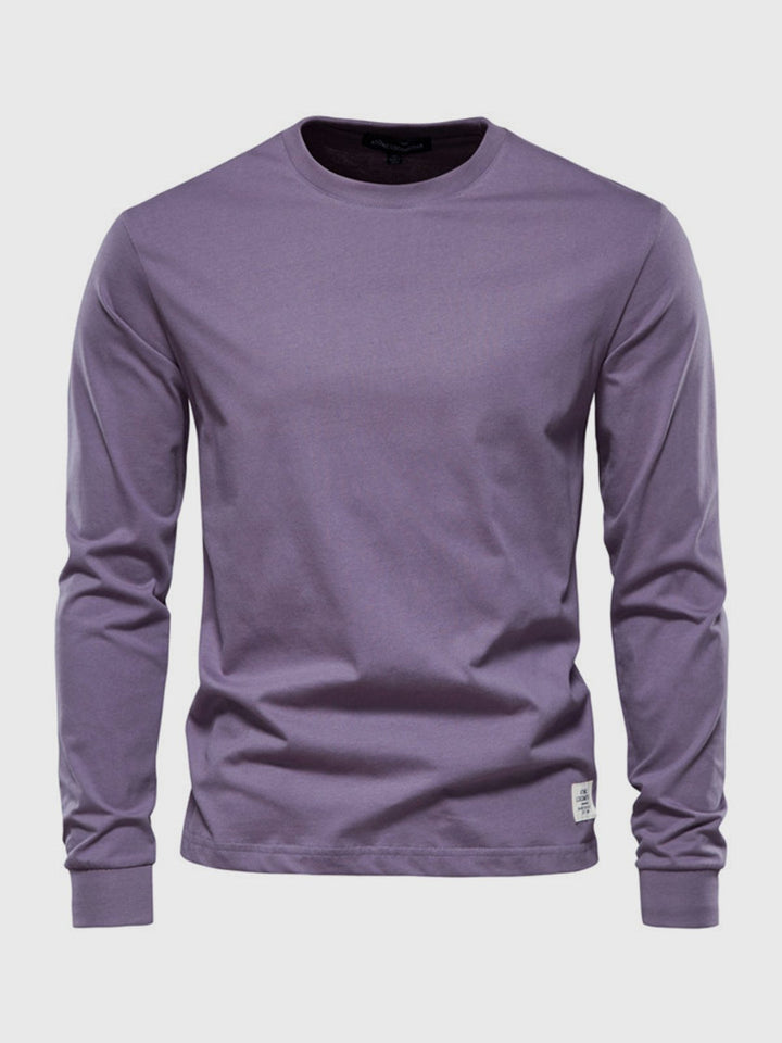 Camicia in Cotone a Maniche Lunghe per Uomo con Collo Rotondo