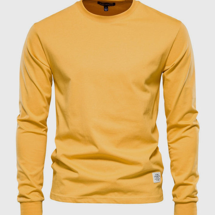 Camicia in Cotone a Maniche Lunghe per Uomo con Collo Rotondo