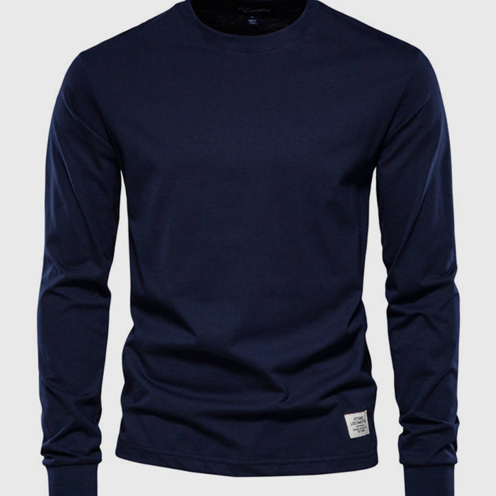 Camicia in Cotone da Uomo a Maniche Lunghe con Collo Tondo