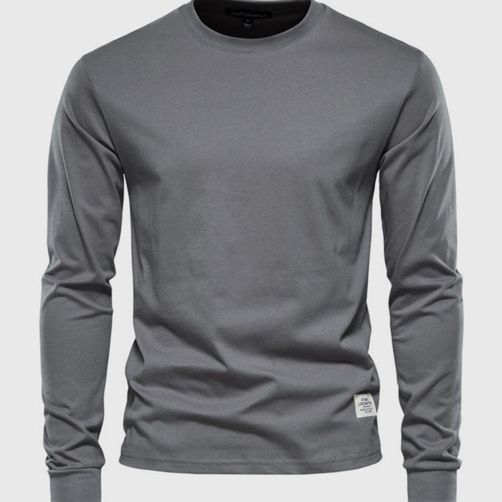 Camicia in Cotone da Uomo a Maniche Lunghe con Collo Tondo