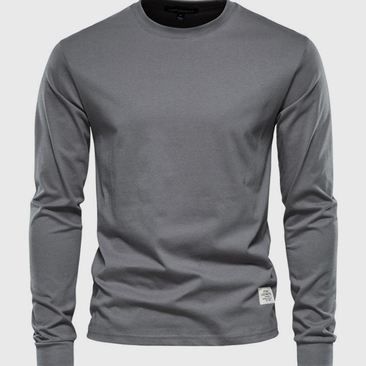 Camicia in Cotone da Uomo a Maniche Lunghe con Collo Tondo