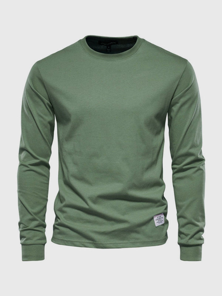 Camicia in Cotone a Maniche Lunghe per Uomo con Collo Rotondo