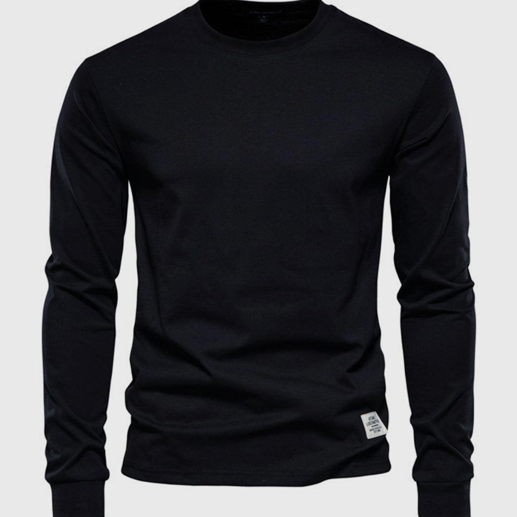 Camicia in Cotone da Uomo a Maniche Lunghe con Collo Tondo