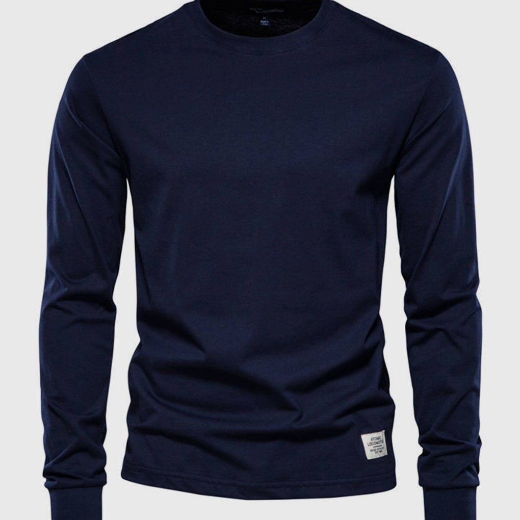 Camicia in Cotone a Maniche Lunghe per Uomo con Collo Rotondo