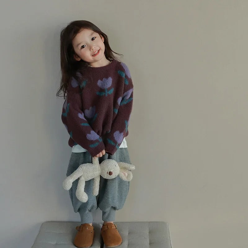Evdokia  – Maglione con motivi floreali per bambini