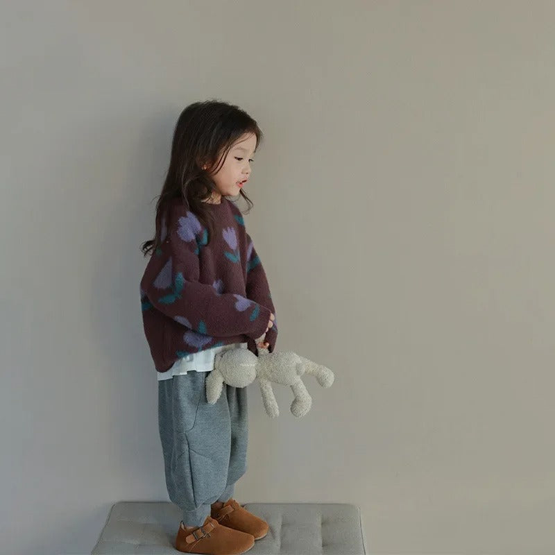 Evdokia  – Maglione con motivi floreali per bambini