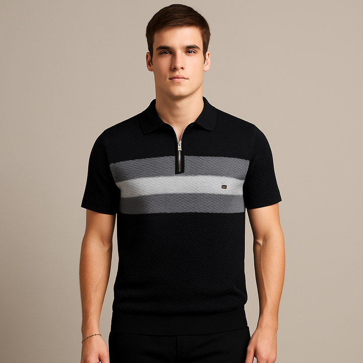 Polo da uomo con motivo a righe in maglia