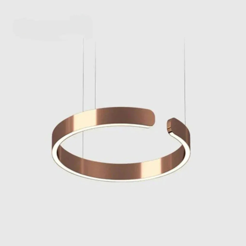 "Modern circular LED pendant light in minimal design, black finish, ideal for elegant home interiors and efficient lighting."