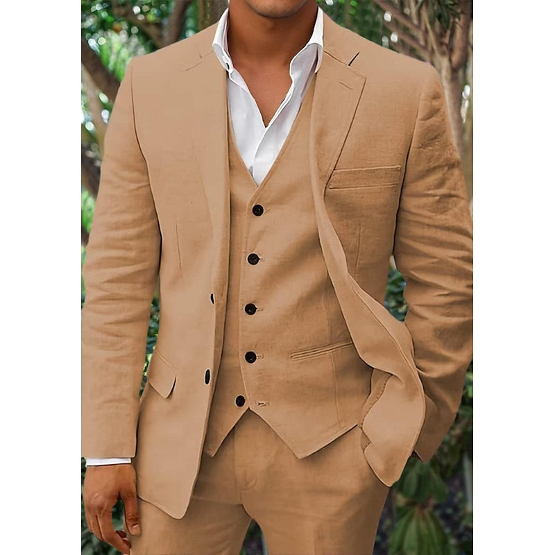 Set di Lino Tre Pezzi per Uomini: Blazer, Gilet e Pantaloni