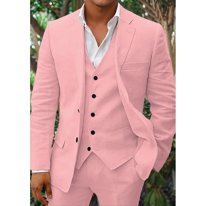 Set di Lino Tre Pezzi per Uomini: Blazer, Gilet e Pantaloni