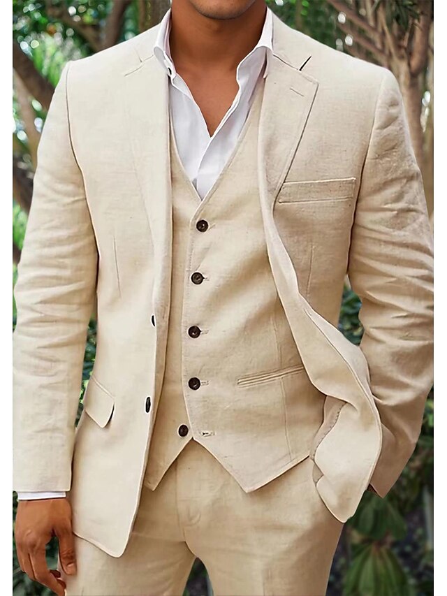 Set di Lino Tre Pezzi per Uomini: Blazer, Gilet e Pantaloni