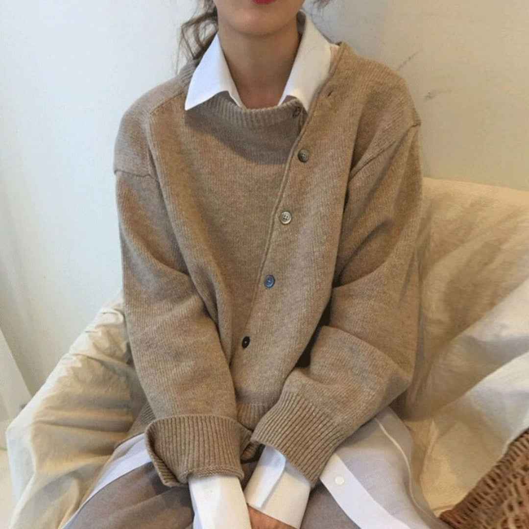 Cardigan a portafoglio effetto lana morbido