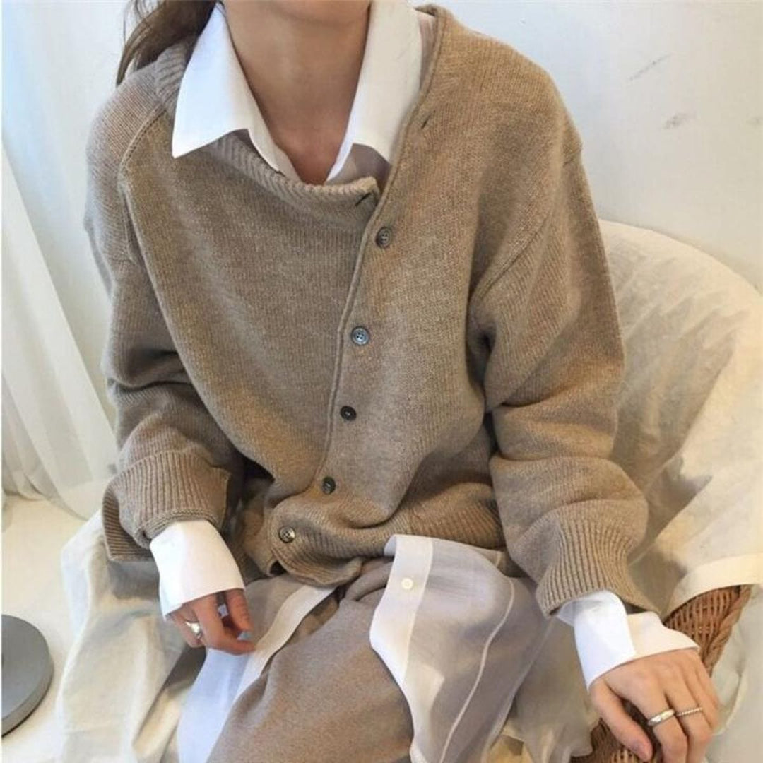 Cardigan a portafoglio effetto lana morbido