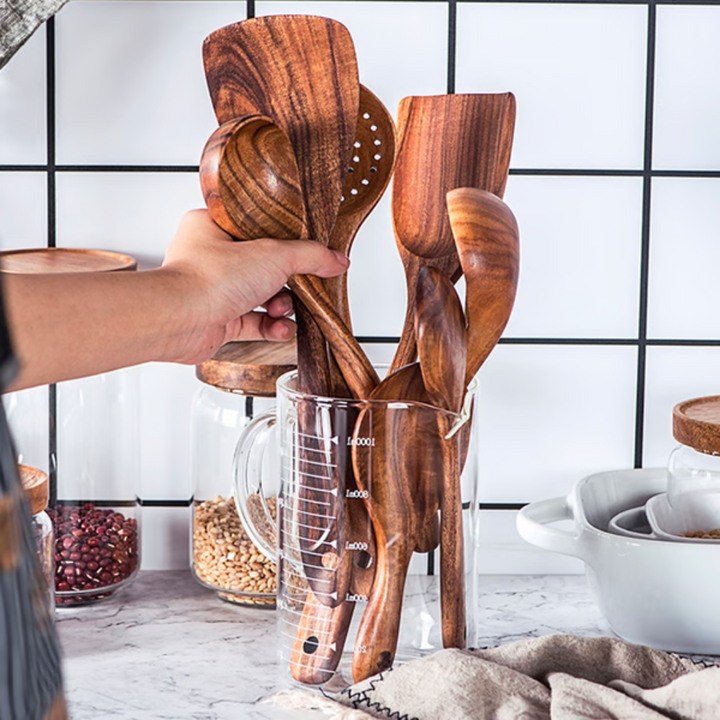 Utensili da Cucina in Legno di Teak Naturale Premium