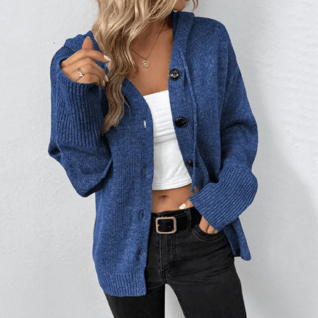 Cardigan in Maglia da Donna – Caldo Bottoni con Dettaglio Puffer