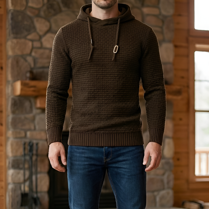 Pullover Hoodie Giacca per Uomini con Tessuto a Wafle
