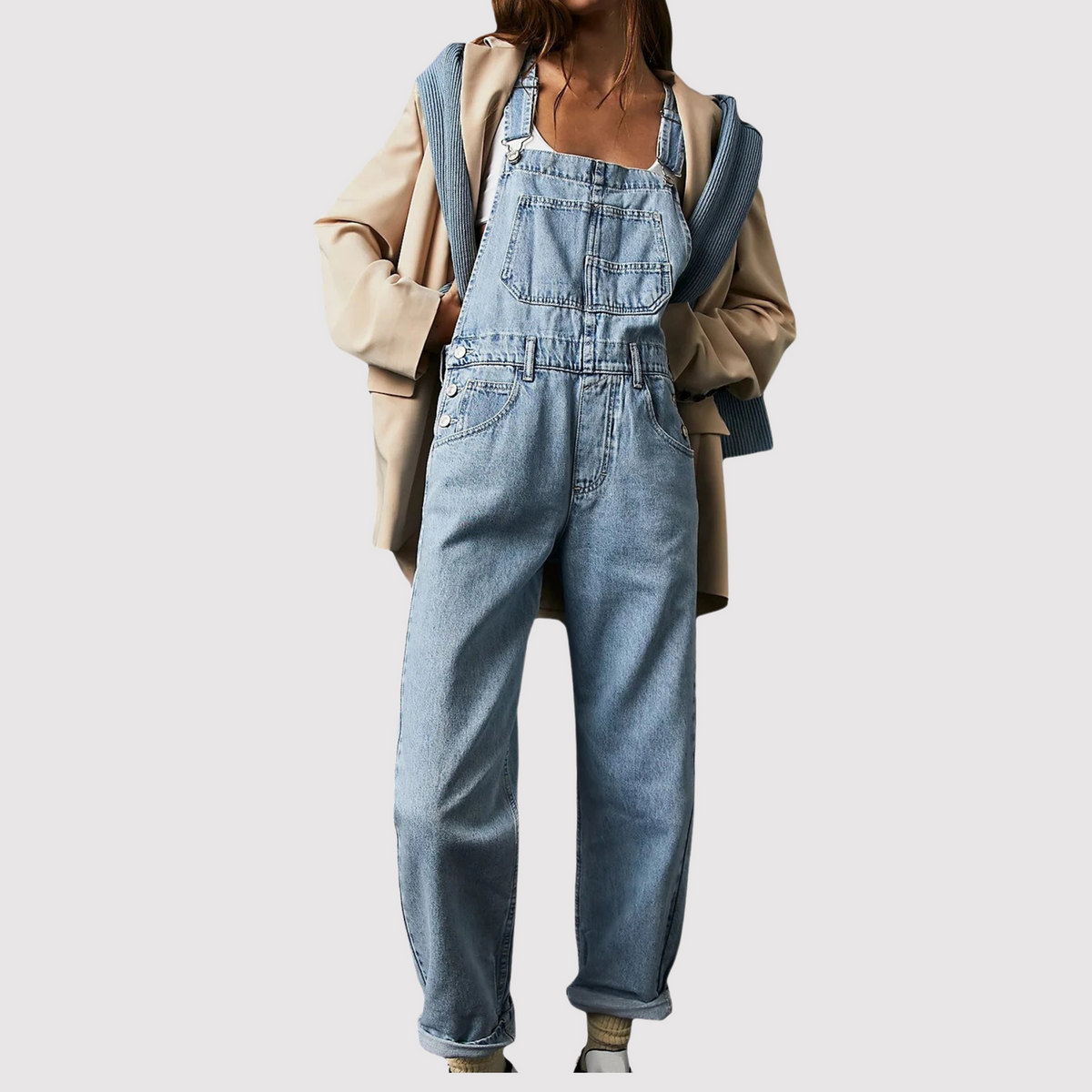 Salopette di jeans dalla vestibilità morbida da donna