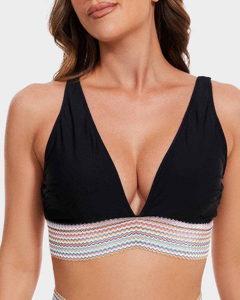 Bikini modellante a vita alta color block da donna