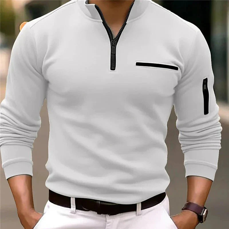 Jande – Maglione con zip e taschino da uomo