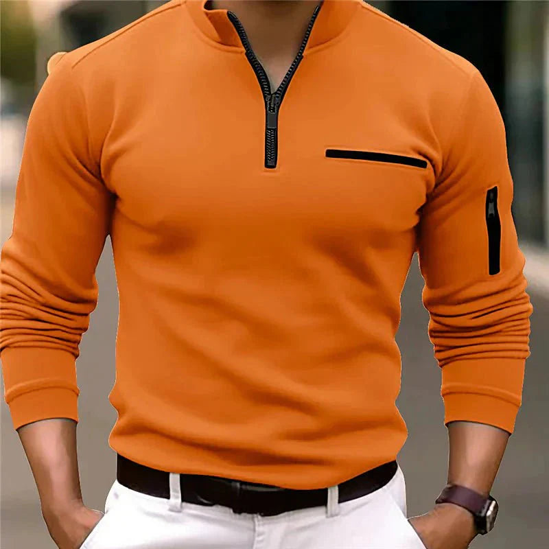 Jande – Maglione con zip e taschino da uomo