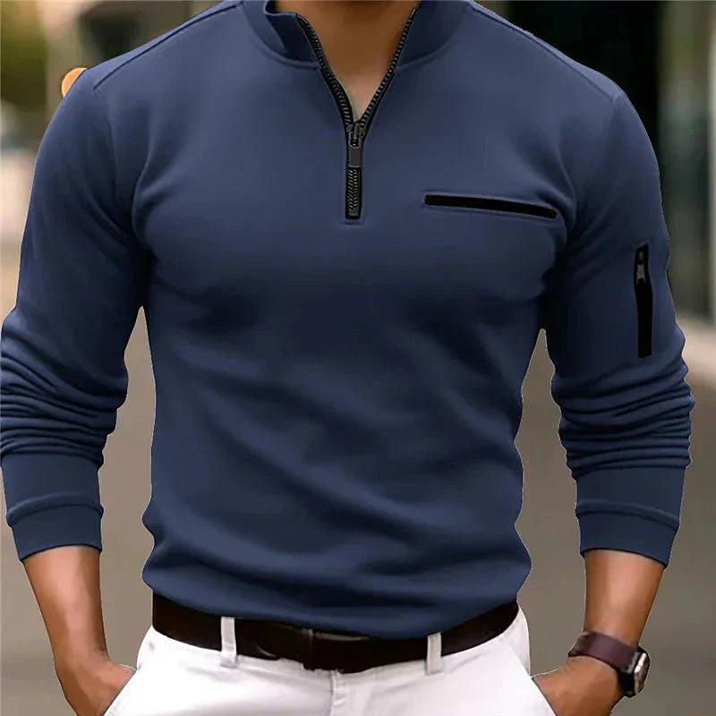 Jande – Maglione con zip e taschino da uomo