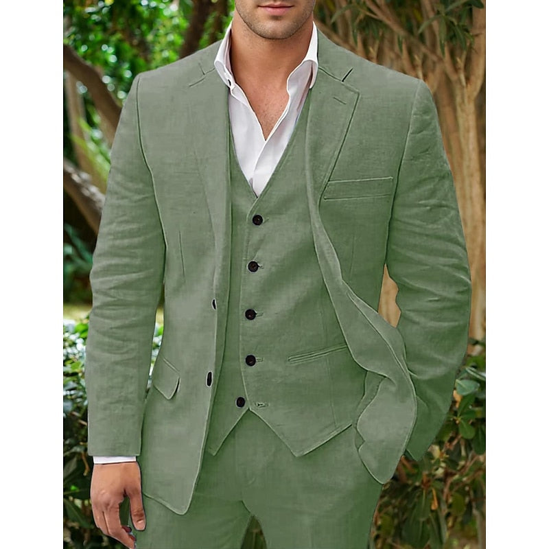Set di Lino Tre Pezzi per Uomini: Blazer, Gilet e Pantaloni