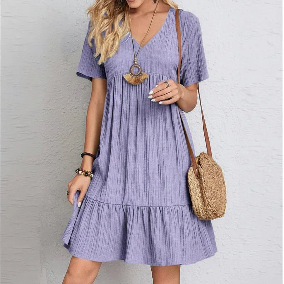 Abito da donna retrò con scollo a V e tessuto modellante