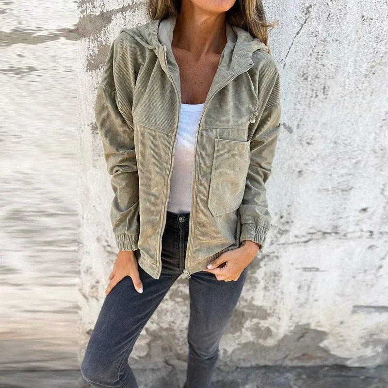 Giacca casual con cappuccio e zip da donna