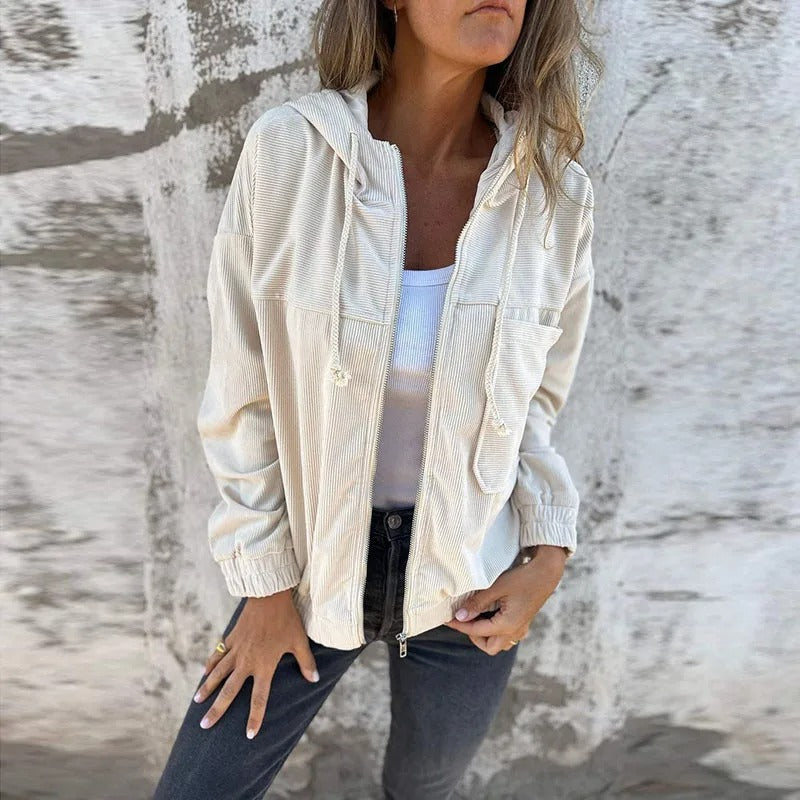 Giacca casual con cappuccio e zip da donna