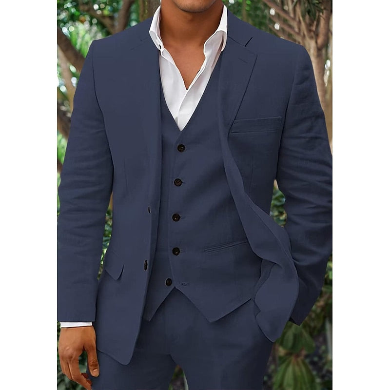 Set di Lino Tre Pezzi per Uomini: Blazer, Gilet e Pantaloni