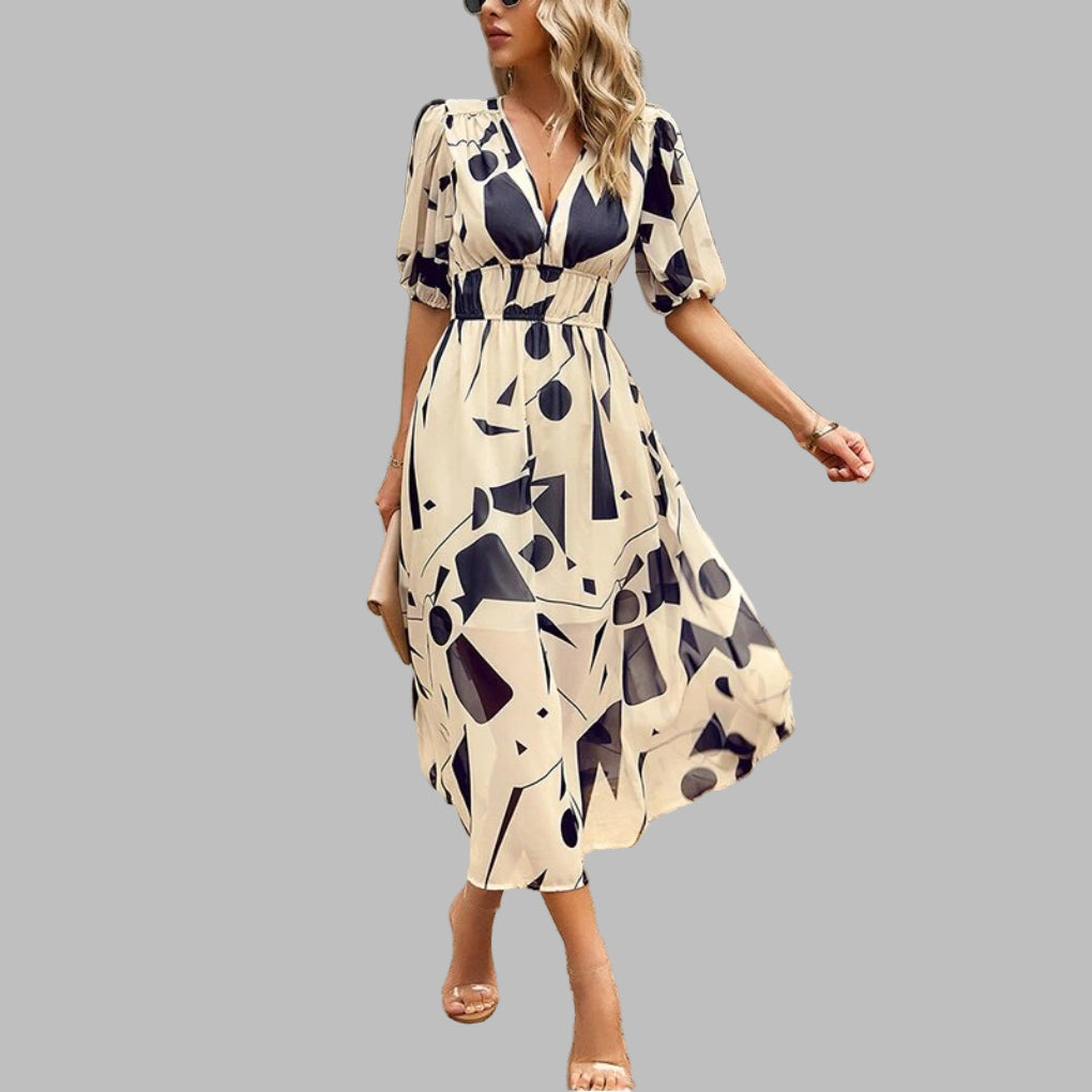 Abito Midi Casual con Scollatura a V per Donna - Comfort Estivo