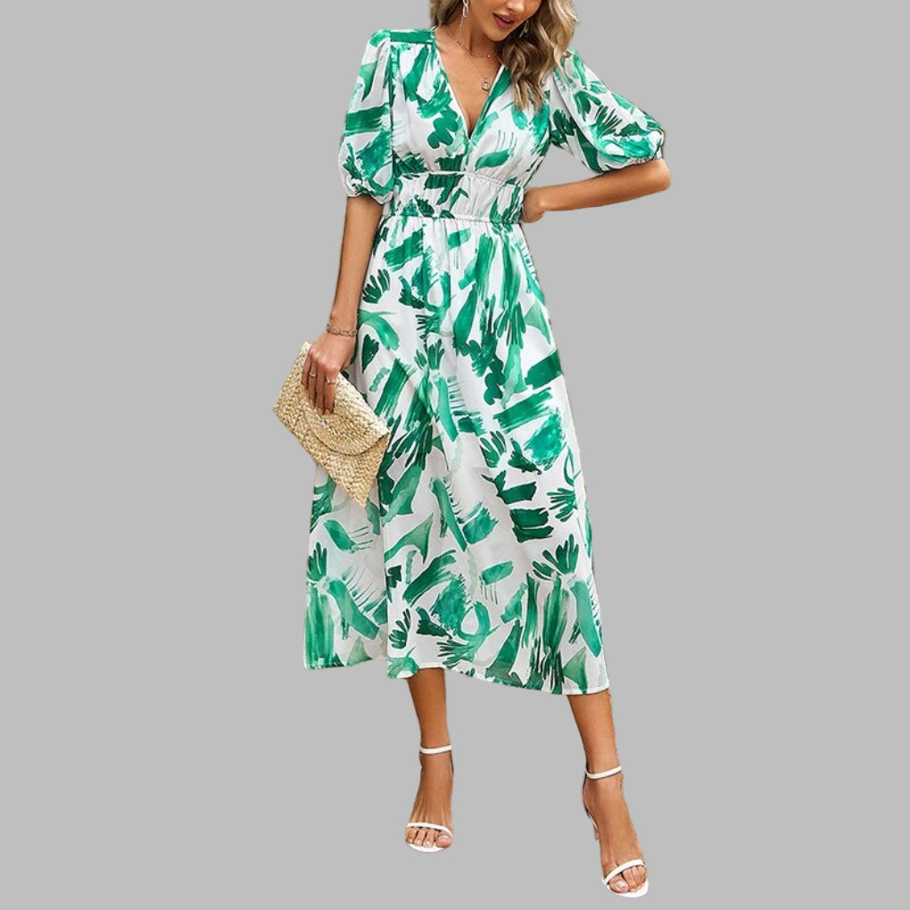 Abito Midi Casual con Scollatura a V per Donna - Comfort Estivo