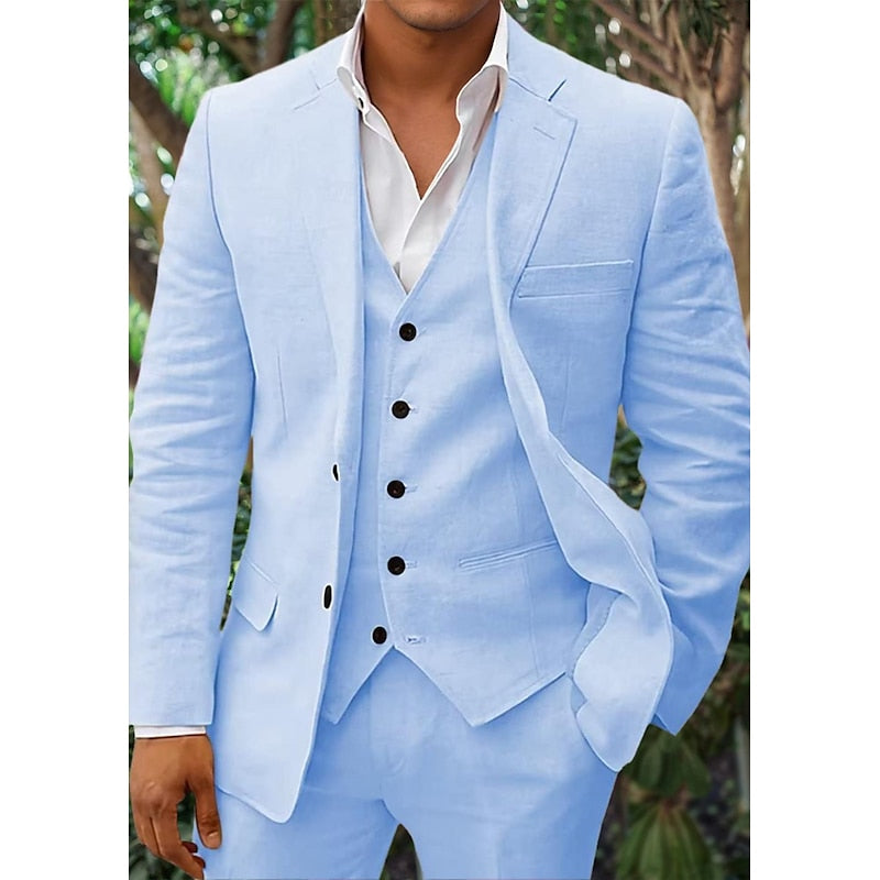Set di Lino Tre Pezzi per Uomini: Blazer, Gilet e Pantaloni